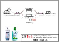 La ligne d'emballage de collutoire avec la bouteille déchiffrent, machine de remplissage, la machine de capsulage, machine à étiquettes pour le remplisseur liquide