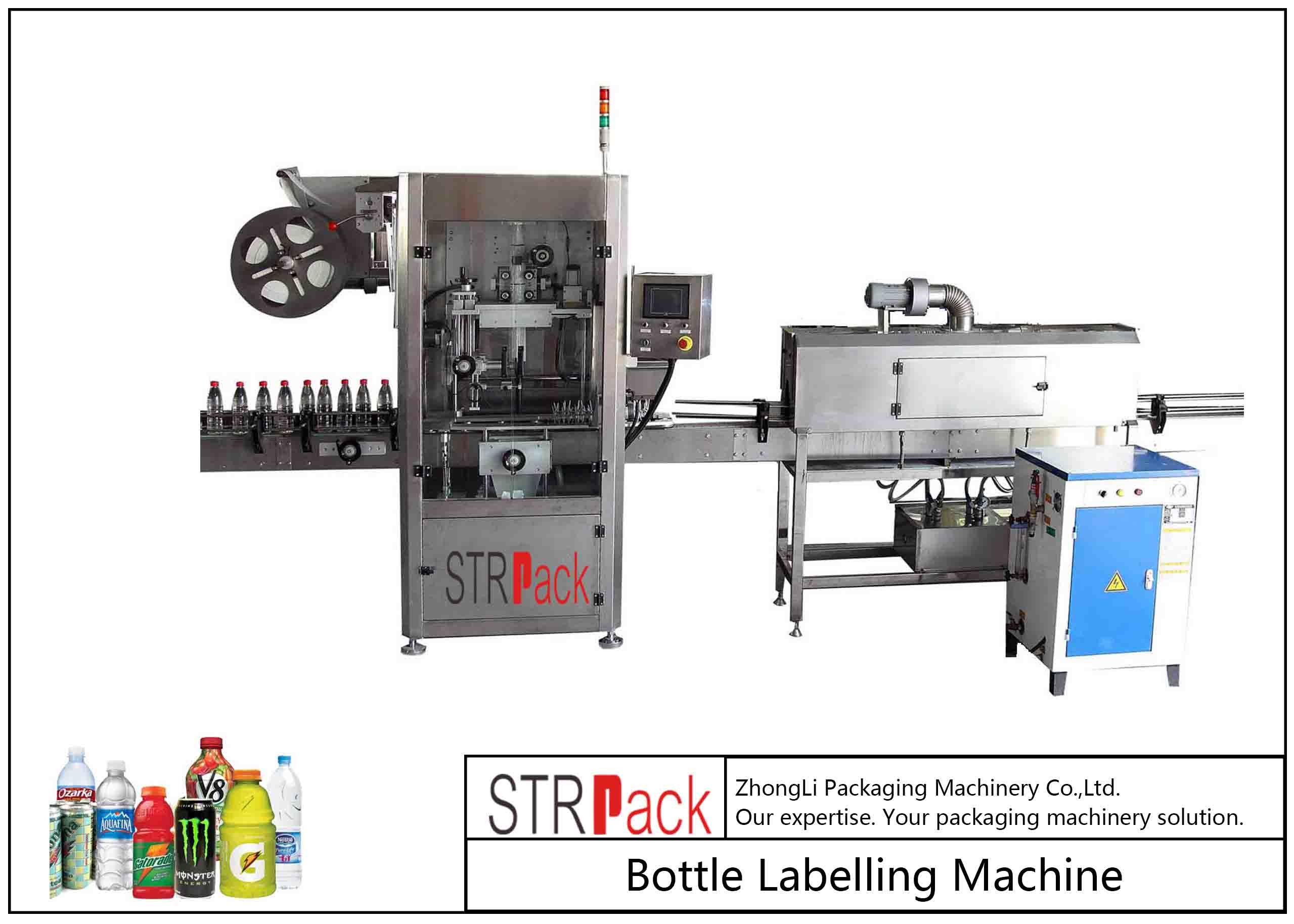 La machine à étiquettes de douille complètement automatique de rétrécissement pour des bouteilles met en boîte la capacité 100-350 BPM de tasses